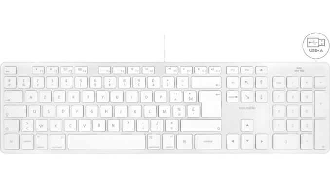 Novodio Touch Keyboard USB-A Argent - Clavier AZERTY Mac